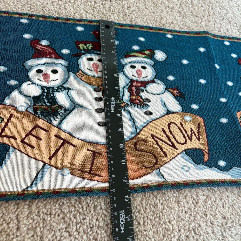 Snowman Winter Table Runner 71x13 Let It Snow Winter Holiday‎ Decor Tapestry